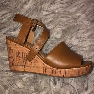 Franco Sarto Brown leather wedges